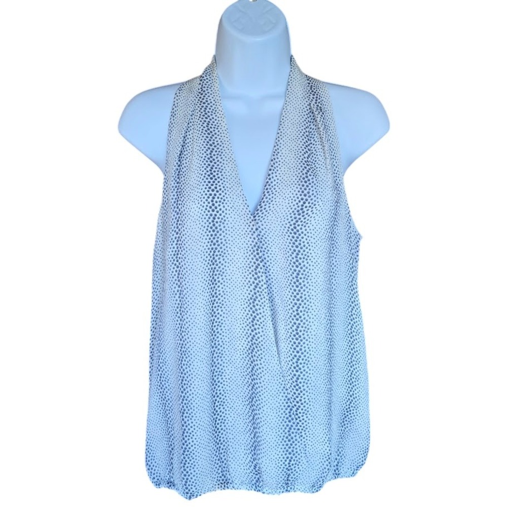 Joie Naya Silk Halter Top Womens XS White‎ Grey Dotted Snake Print Luxe Polished